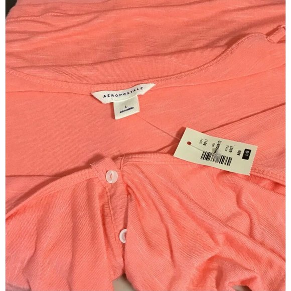 Aeropostale / Button-Front Ruffle Adjustable Spaghetti Strap Cami Top / Size L - Picture 3 of 5